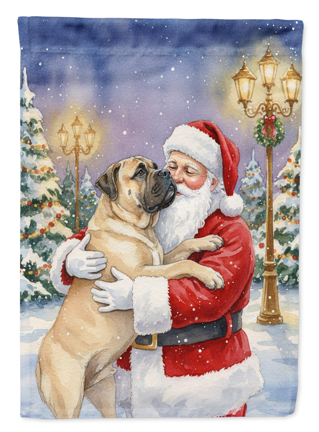Bullmastiff with Santa Claus Garden Flag Mailbox Decorative Yard Banner Outside Patio Artwork for Flower Beds, Garden Size, Multicolor