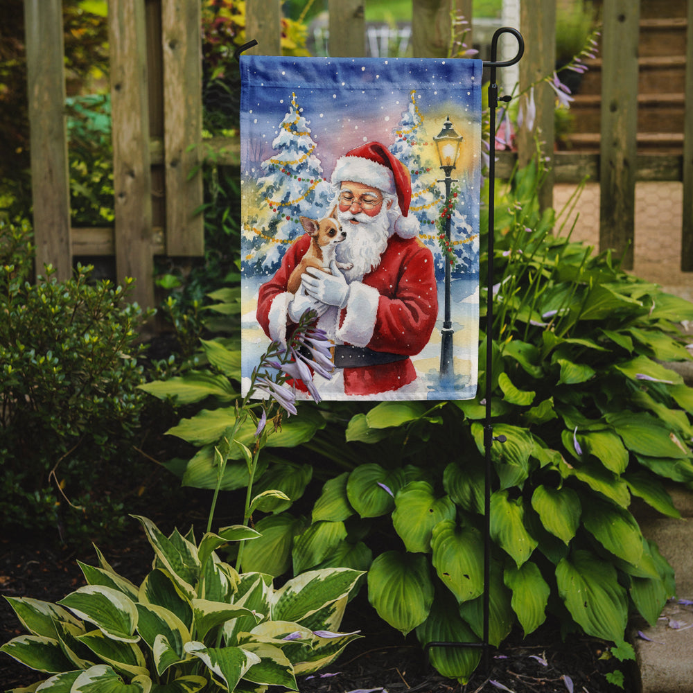 Chihuahua with Santa Claus Garden Flag Mailbox Decorative Yard Banner Outside Patio Artwork for Flower Beds, Garden Size, Multicolor