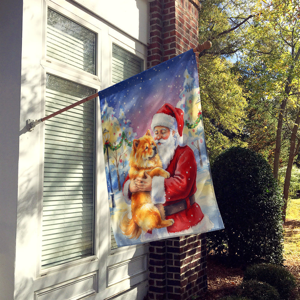 Chow Chow with Santa Claus House Flag 28x40 Porch Sleeve Pole Decorative Outside Yard Banner Artwork Wall Hanging, Polyester