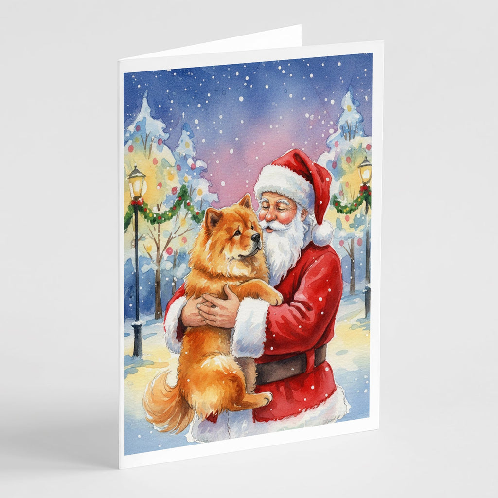 Chow Chow with Santa Claus Greeting Cards Pack of 8 Blank Cards with Envelopes Whimsical A7 Size 5x7