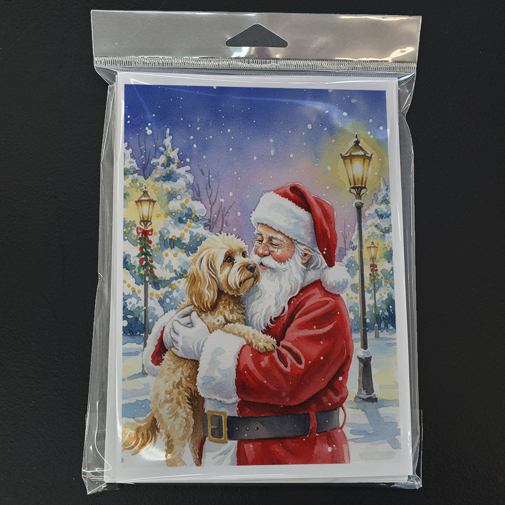 Cockapoo with Santa Claus Greeting Cards Pack of 8 Blank Cards with Envelopes Whimsical A7 Size 5x7