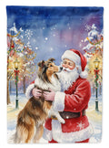 Collie with Santa Claus Garden Flag Mailbox Decorative Yard Banner Outside Patio Artwork for Flower Beds, Garden Size, Multicolor