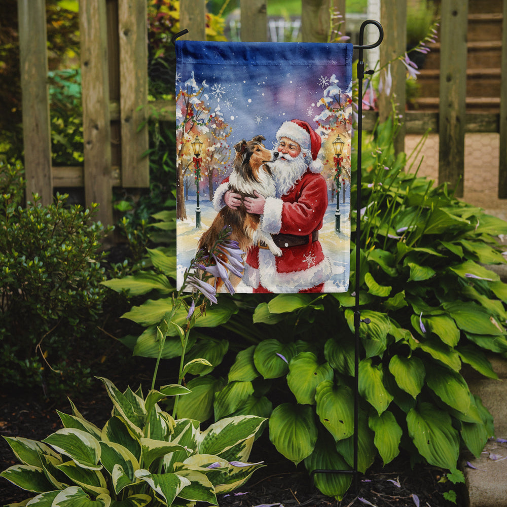 Collie with Santa Claus Garden Flag Mailbox Decorative Yard Banner Outside Patio Artwork for Flower Beds, Garden Size, Multicolor