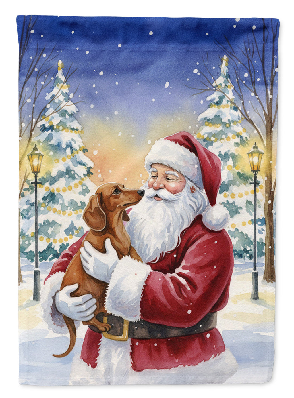 Dachshund with Santa Claus Garden Flag Mailbox Decorative Yard Banner Outside Patio Artwork for Flower Beds, Garden Size, Multicolor