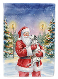 Dalmatian with Santa Claus House Flag 28x40 Porch Sleeve Pole Decorative Outside Yard Banner Artwork Wall Hanging, Polyester