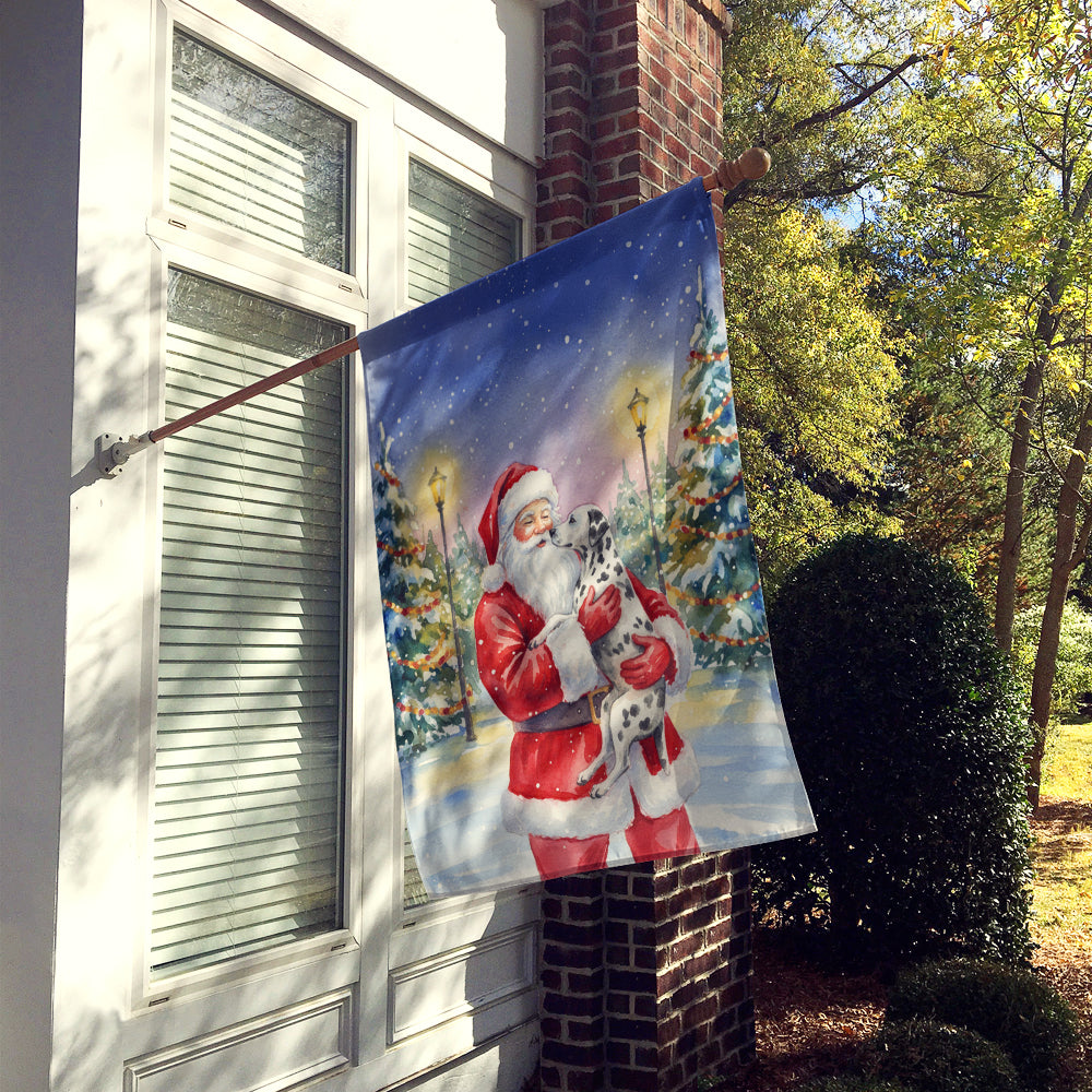 Dalmatian with Santa Claus House Flag 28x40 Porch Sleeve Pole Decorative Outside Yard Banner Artwork Wall Hanging, Polyester