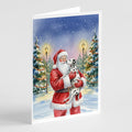Dalmatian with Santa Claus Greeting Cards Pack of 8 Blank Cards with Envelopes Whimsical A7 Size 5x7