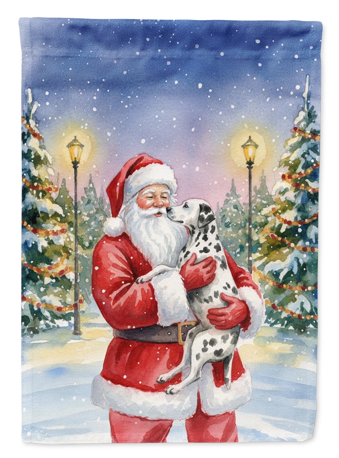 Dalmatian with Santa Claus Garden Flag Mailbox Decorative Yard Banner Outside Patio Artwork for Flower Beds, Garden Size, Multicolor