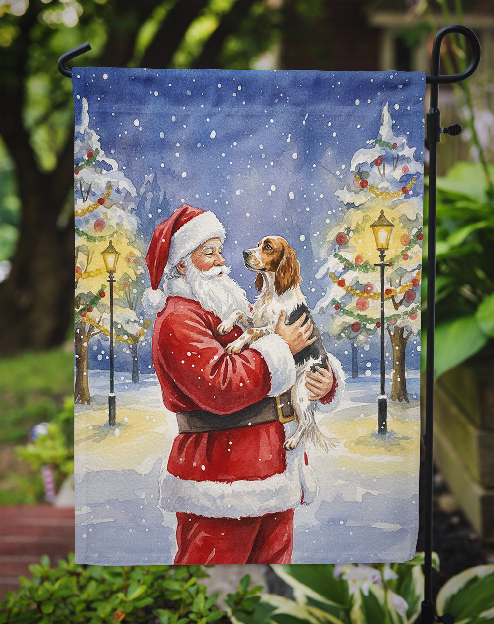 English Setter with Santa Claus Garden Flag Mailbox Decorative Yard Banner Outside Patio Artwork for Flower Beds, Garden Size, Multicolor