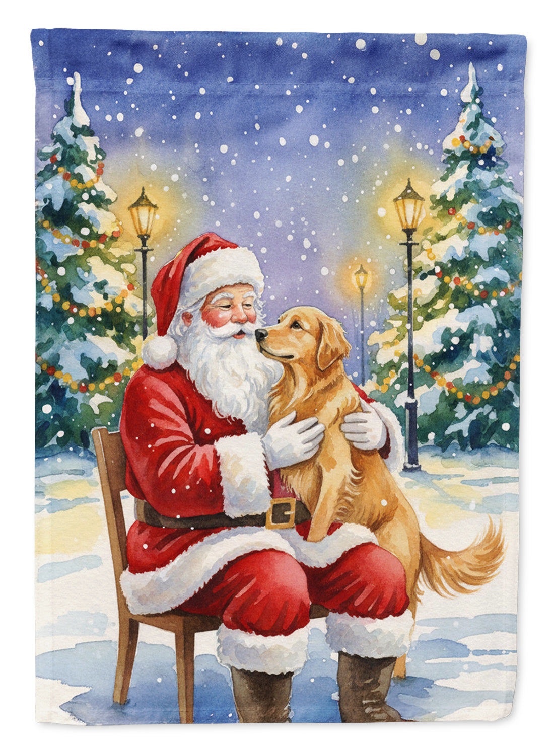 Golden Retriever with Santa Claus Garden Flag Mailbox Decorative Yard Banner Outside Patio Artwork for Flower Beds, Garden Size, Multicolor