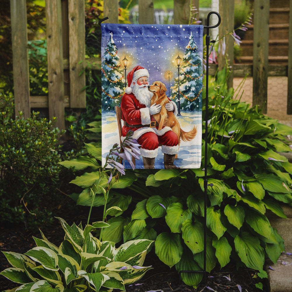 Golden Retriever with Santa Claus Garden Flag Mailbox Decorative Yard Banner Outside Patio Artwork for Flower Beds, Garden Size, Multicolor