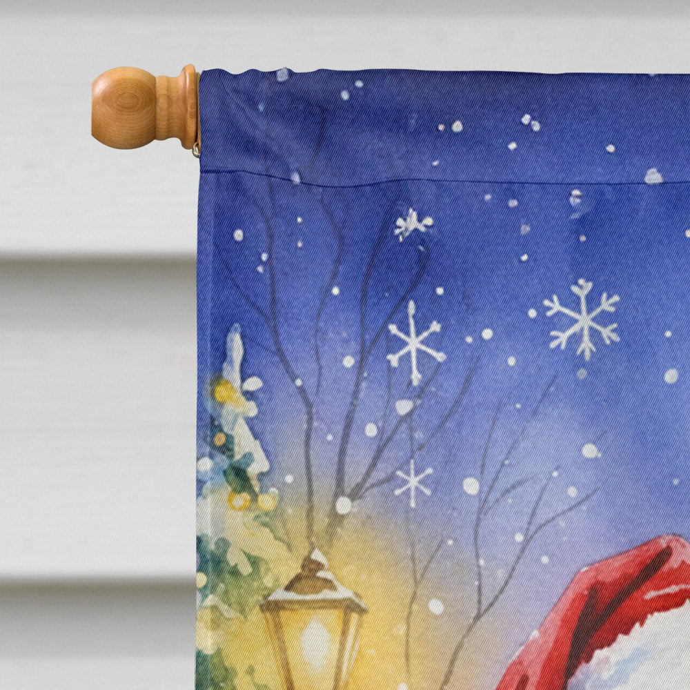 Goldendoodle with Santa Claus House Flag 28x40 Porch Sleeve Pole Decorative Outside Yard Banner Artwork Wall Hanging, Polyester