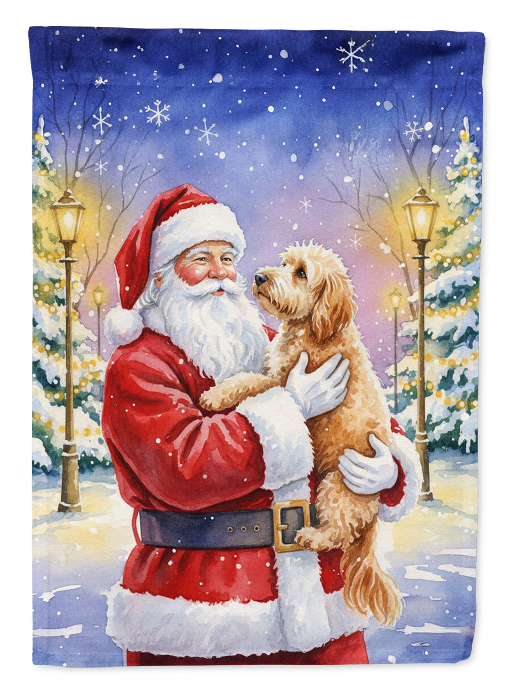 Goldendoodle with Santa Claus Garden Flag Mailbox Decorative Yard Banner Outside Patio Artwork for Flower Beds, Garden Size, Multicolor