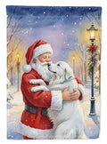 Great Pyrenees with Santa Claus House Flag 28x40 Porch Sleeve Pole Decorative Outside Yard Banner Artwork Wall Hanging, Polyester