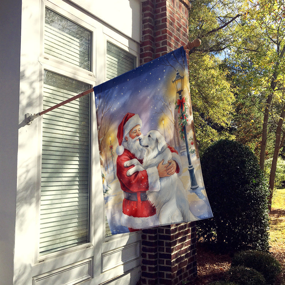 Great Pyrenees with Santa Claus House Flag 28x40 Porch Sleeve Pole Decorative Outside Yard Banner Artwork Wall Hanging, Polyester