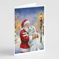 Great Pyrenees with Santa Claus Greeting Cards Pack of 8 Blank Cards with Envelopes Whimsical A7 Size 5x7