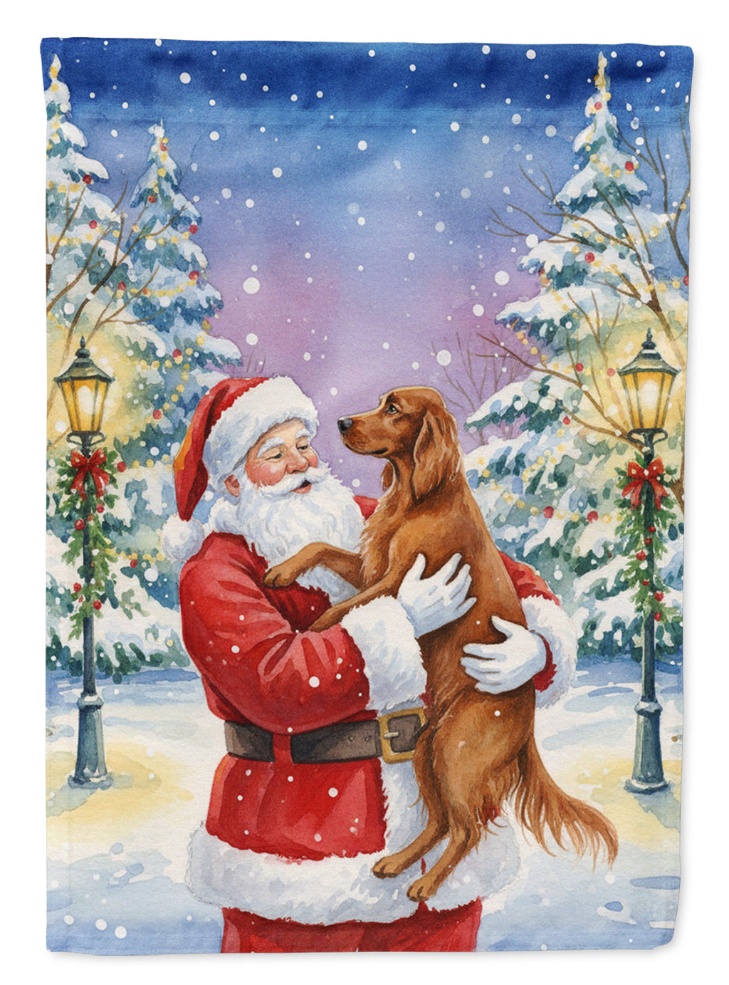 Irish Setter with Santa Claus Garden Flag Mailbox Decorative Yard Banner Outside Patio Artwork for Flower Beds, Garden Size, Multicolor