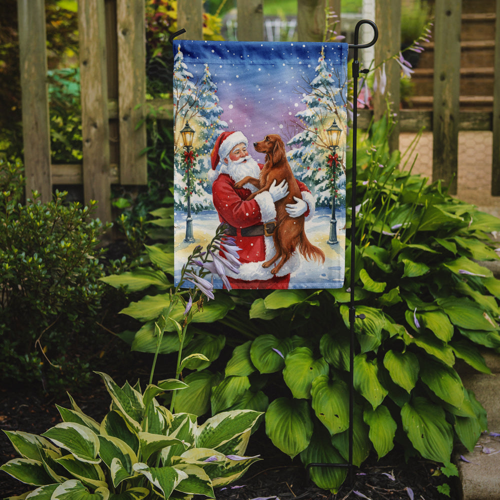 Irish Setter with Santa Claus Garden Flag Mailbox Decorative Yard Banner Outside Patio Artwork for Flower Beds, Garden Size, Multicolor