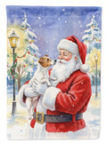 Jack Russell Terrier with Santa Claus Garden Flag Mailbox Decorative Yard Banner Outside Patio Artwork for Flower Beds, Garden Size, Multicolor