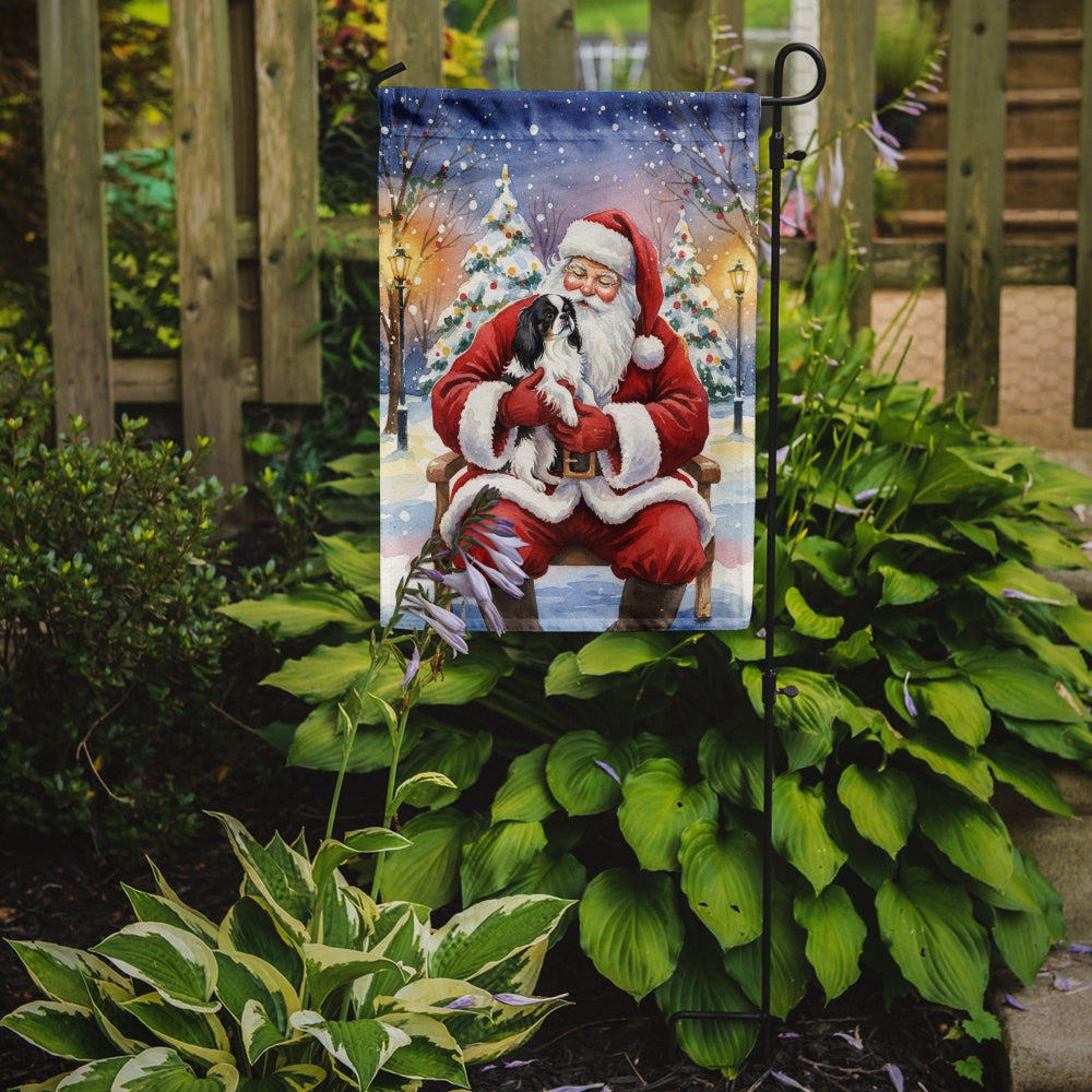 Japanese Chin with Santa Claus Garden Flag Mailbox Decorative Yard Banner Outside Patio Artwork for Flower Beds, Garden Size, Multicolor