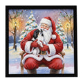 Japanese Chin with Santa Claus Framed Metal Print Bathroom, Kitchen, Office, Home Decor Wall Art Ready to Hang, Square, 8X8