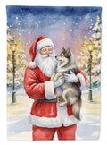 Keeshond with Santa Claus Garden Flag Mailbox Decorative Yard Banner Outside Patio Artwork for Flower Beds, Garden Size, Multicolor