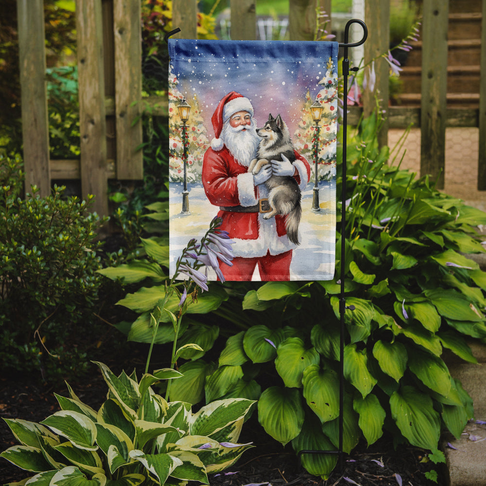 Keeshond with Santa Claus Garden Flag Mailbox Decorative Yard Banner Outside Patio Artwork for Flower Beds, Garden Size, Multicolor