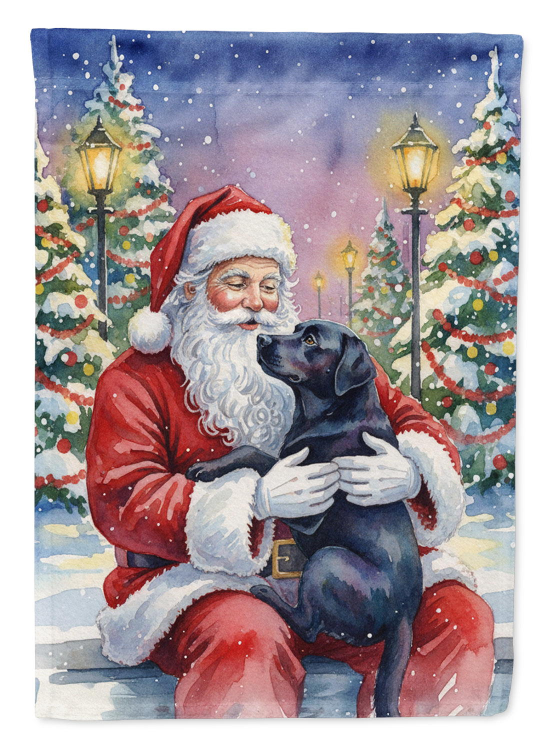 Black Labrador Retriever with Santa Claus Garden Flag Mailbox Decorative Yard Banner Outside Patio Artwork for Flower Beds, Garden Size, Multicolor