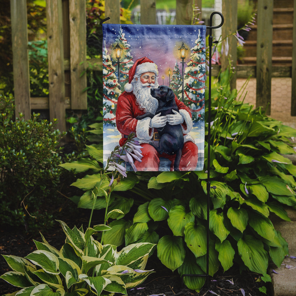 Black Labrador Retriever with Santa Claus Garden Flag Mailbox Decorative Yard Banner Outside Patio Artwork for Flower Beds, Garden Size, Multicolor
