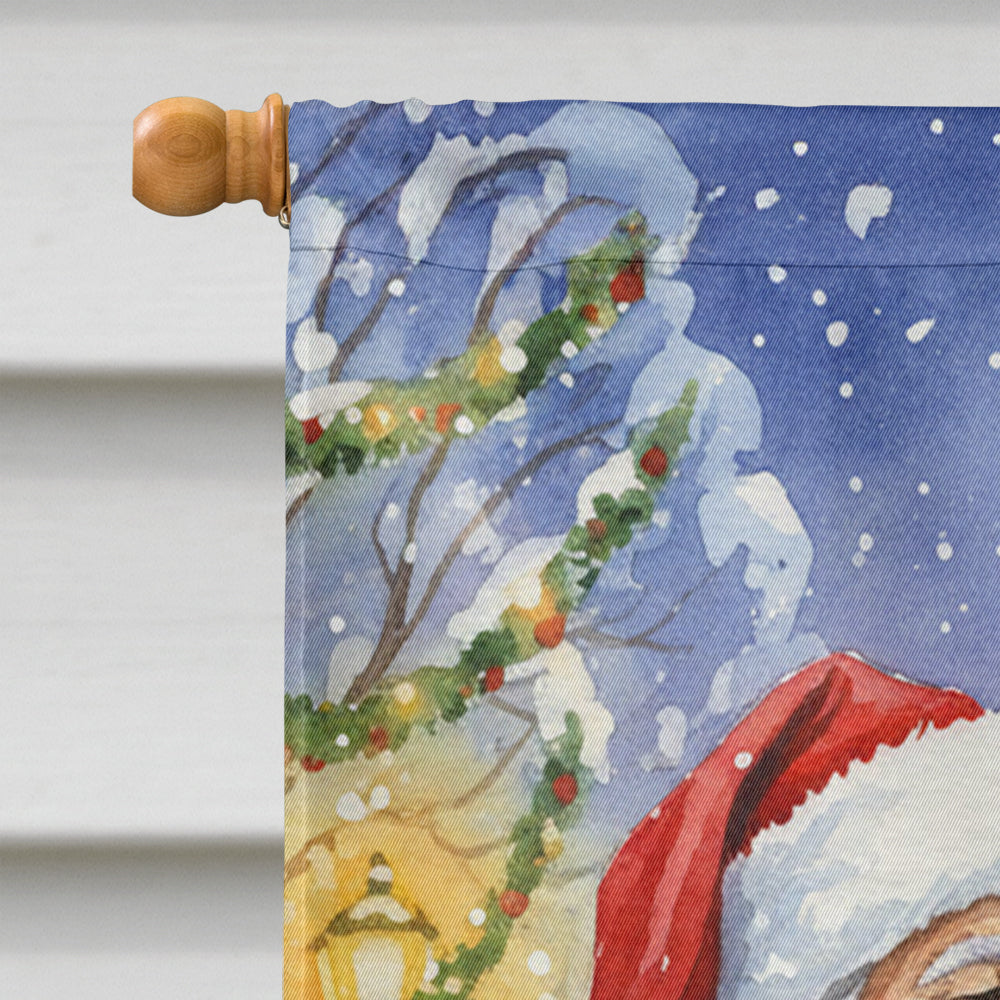 Yellow Labrador Retriever with Santa Claus House Flag 28x40 Porch Sleeve Pole Decorative Outside Yard Banner Artwork Wall Hanging, Polyester