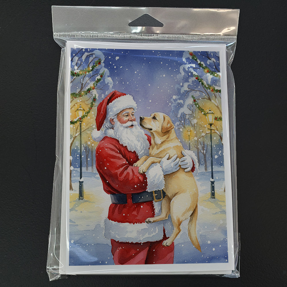 Yellow Labrador Retriever with Santa Claus Greeting Cards Pack of 8 Blank Cards with Envelopes Whimsical A7 Size 5x7