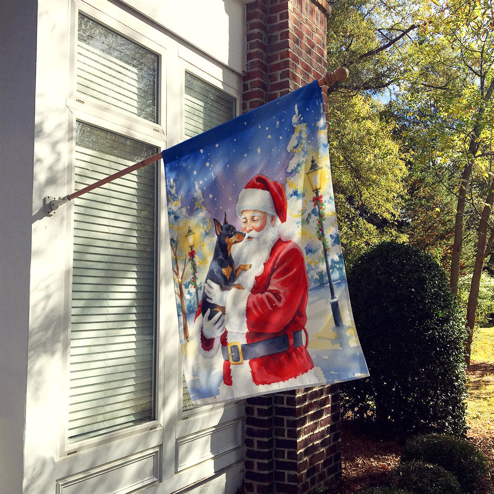 Manchester Terrier with Santa Claus House Flag 28x40 Porch Sleeve Pole Decorative Outside Yard Banner Artwork Wall Hanging, Polyester