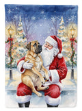 Mastiff with Santa Claus House Flag 28x40 Porch Sleeve Pole Decorative Outside Yard Banner Artwork Wall Hanging, Polyester