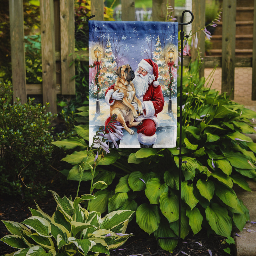 Mastiff with Santa Claus Garden Flag Mailbox Decorative Yard Banner Outside Patio Artwork for Flower Beds, Garden Size, Multicolor
