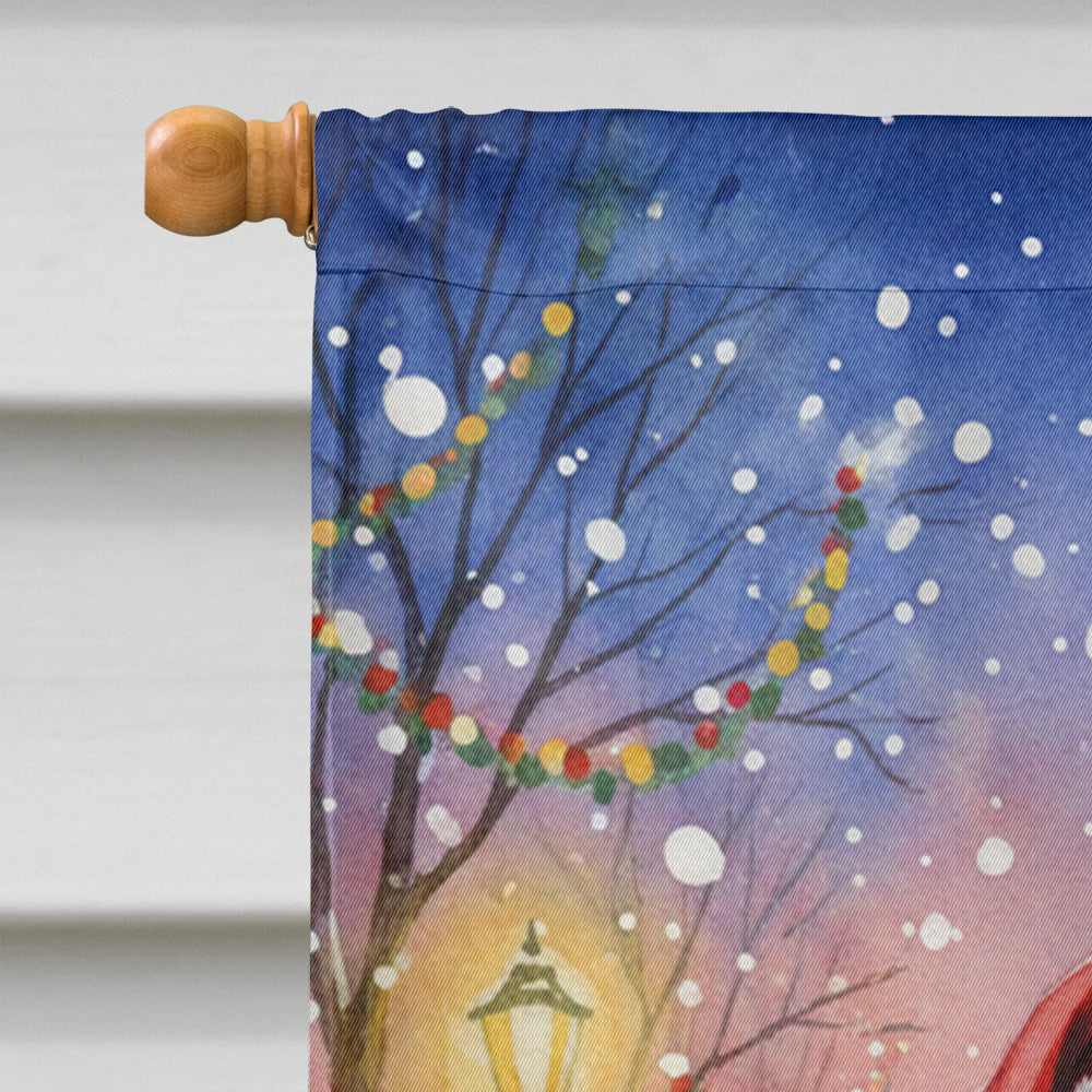 Red Miniature Pinscher with Santa Claus House Flag 28x40 Porch Sleeve Pole Decorative Outside Yard Banner Artwork Wall Hanging, Polyester