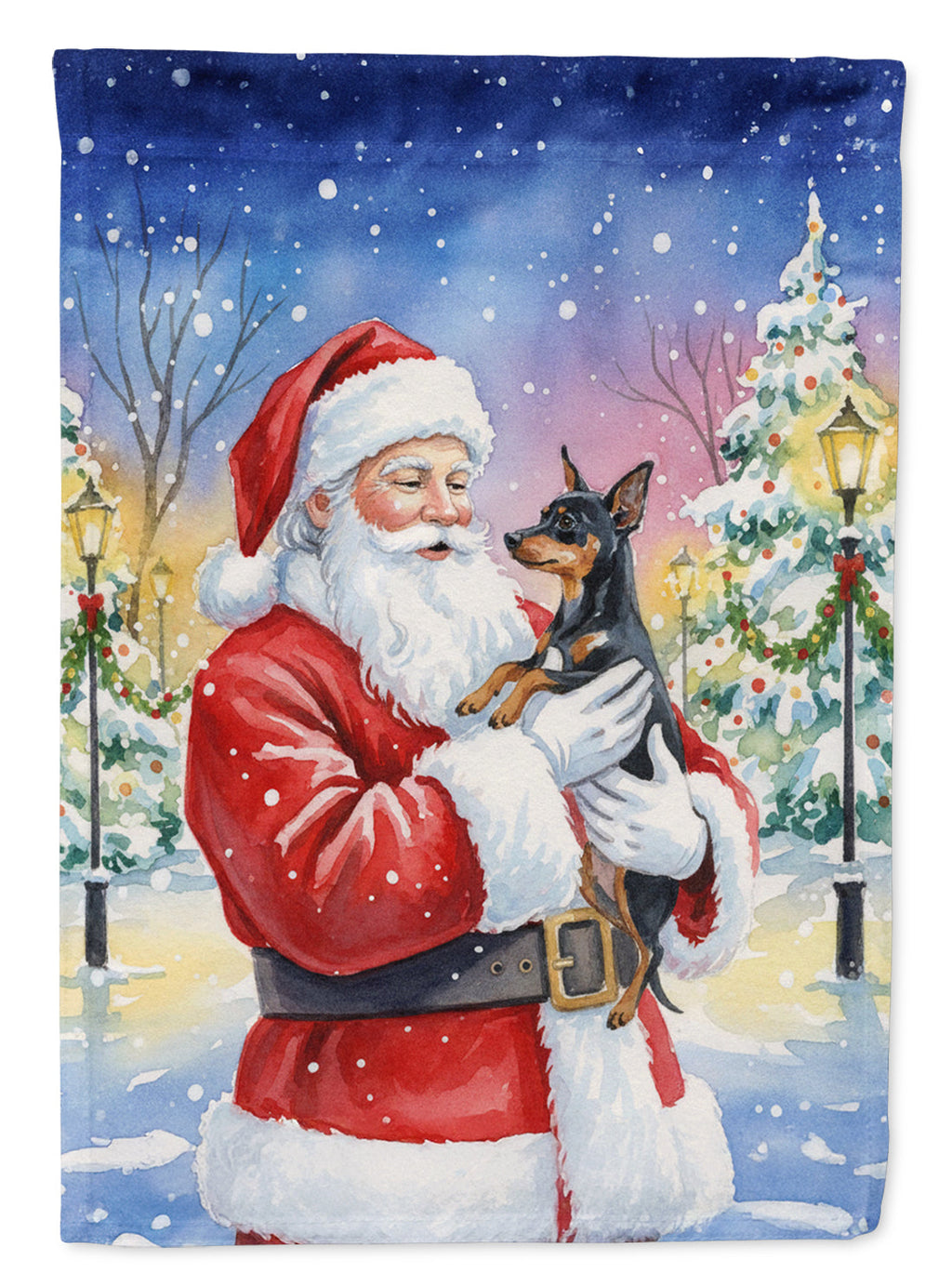 Miniature Pinscher with Santa Claus Garden Flag Mailbox Decorative Yard Banner Outside Patio Artwork for Flower Beds, Garden Size, Multicolor