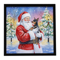 Miniature Pinscher with Santa Claus Framed Metal Print Bathroom, Kitchen, Office, Home Decor Wall Art Ready to Hang, Square, 8X8