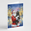 Newfoundland with Santa Claus Greeting Cards Pack of 8 Blank Cards with Envelopes Whimsical A7 Size 5x7