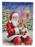 Norfolk Terrier with Santa Claus House Flag 28x40 Porch Sleeve Pole Decorative Outside Yard Banner Artwork Wall Hanging, Polyester