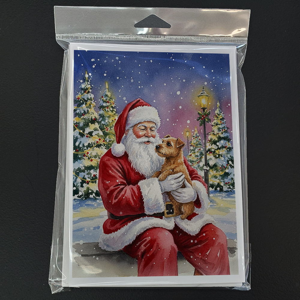 Norfolk Terrier with Santa Claus Greeting Cards Pack of 8 Blank Cards with Envelopes Whimsical A7 Size 5x7