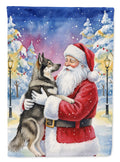 Norwegian Elkhound with Santa Claus Garden Flag Mailbox Decorative Yard Banner Outside Patio Artwork for Flower Beds, Garden Size, Multicolor