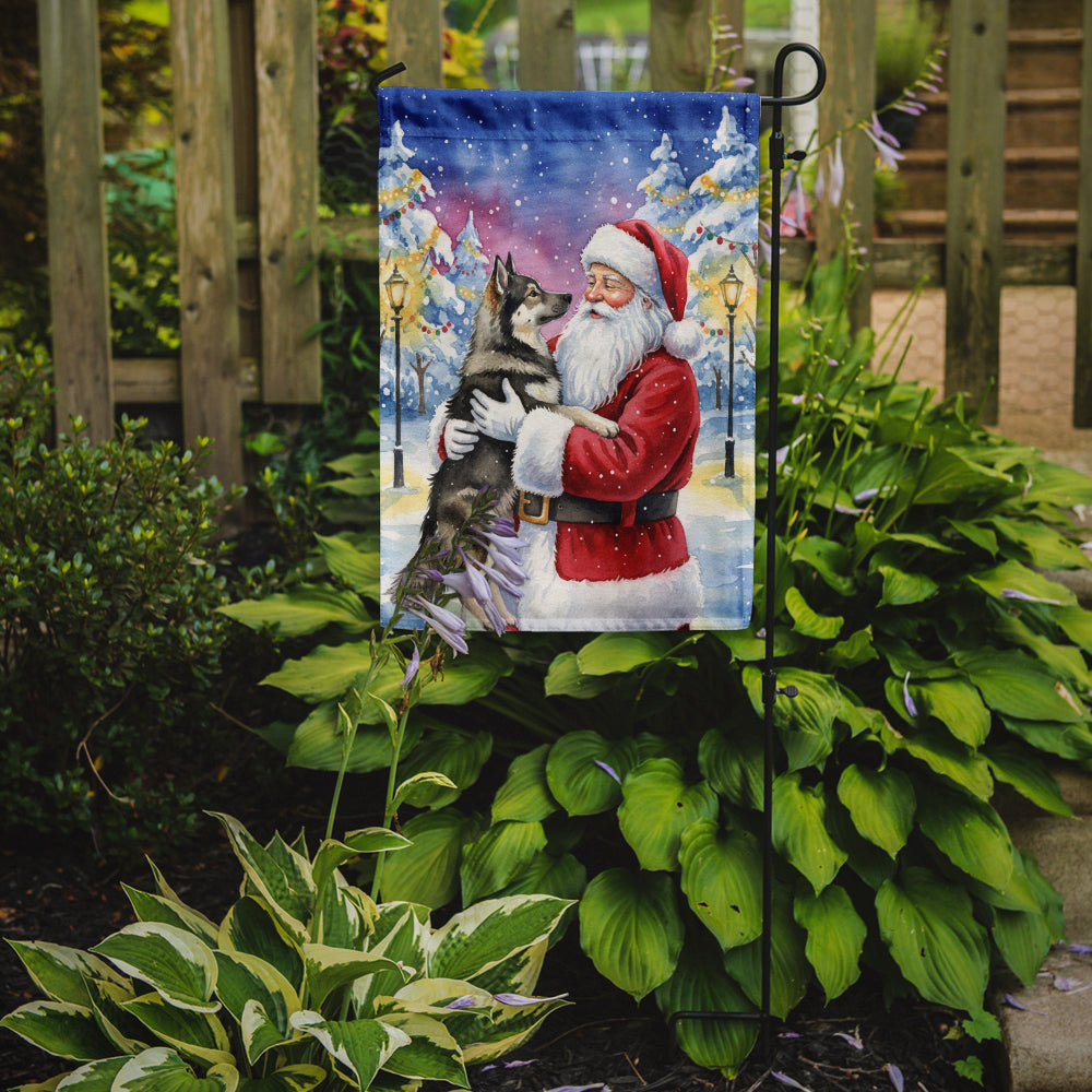 Norwegian Elkhound with Santa Claus Garden Flag Mailbox Decorative Yard Banner Outside Patio Artwork for Flower Beds, Garden Size, Multicolor