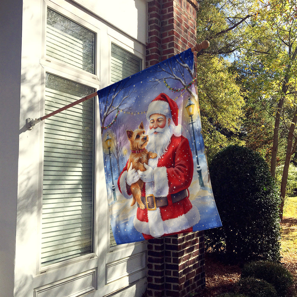 Norwich Terrier with Santa Claus House Flag 28x40 Porch Sleeve Pole Decorative Outside Yard Banner Artwork Wall Hanging, Polyester