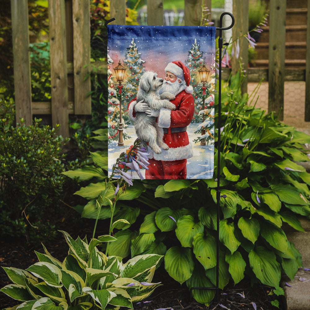 Old English Sheepdog with Santa Claus Garden Flag Mailbox Decorative Yard Banner Outside Patio Artwork for Flower Beds, Garden Size, Multicolor