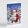 Papillon with Santa Claus Greeting Cards Pack of 8 Blank Cards with Envelopes Whimsical A7 Size 5x7