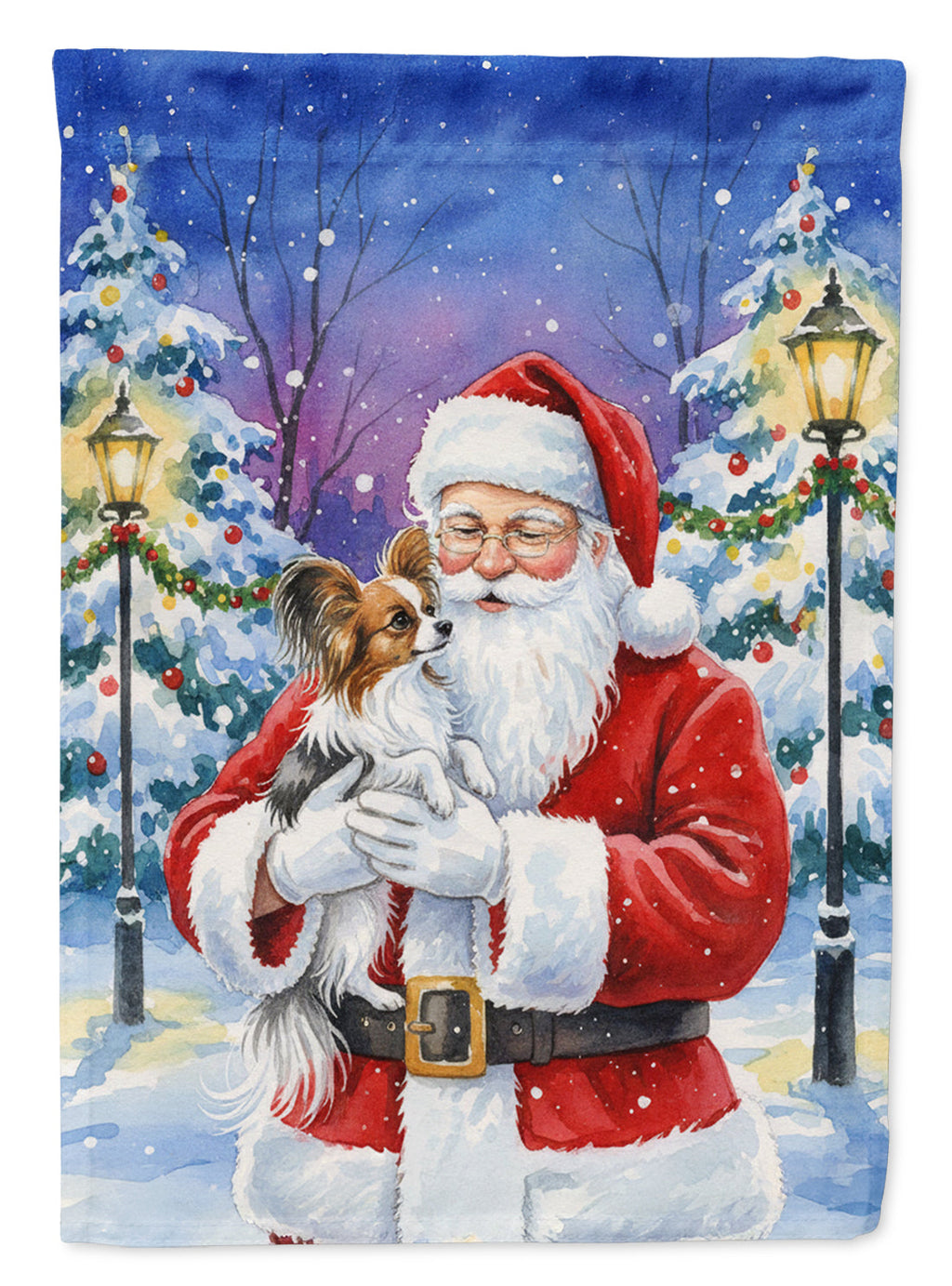 Papillon with Santa Claus Garden Flag Mailbox Decorative Yard Banner Outside Patio Artwork for Flower Beds, Garden Size, Multicolor