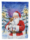 Papillon with Santa Claus Garden Flag Mailbox Decorative Yard Banner Outside Patio Artwork for Flower Beds, Garden Size, Multicolor