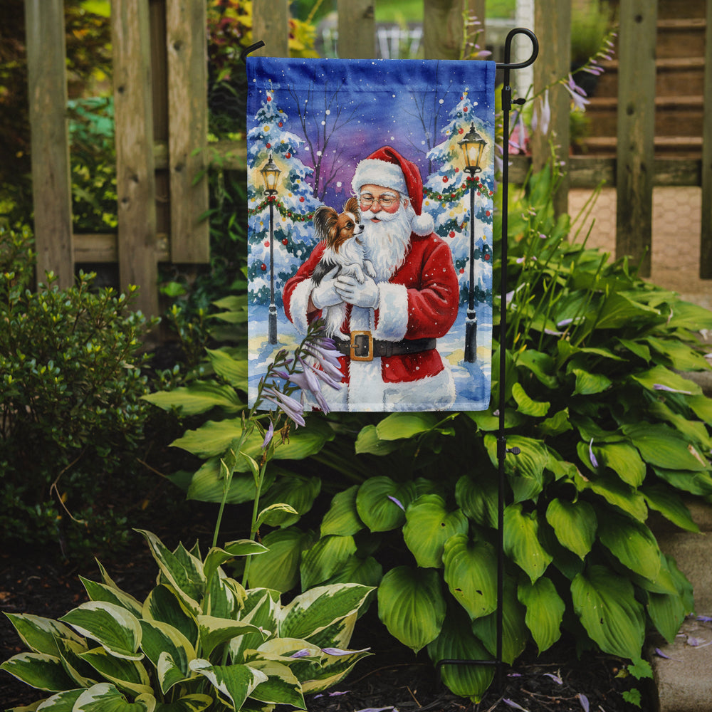 Papillon with Santa Claus Garden Flag Mailbox Decorative Yard Banner Outside Patio Artwork for Flower Beds, Garden Size, Multicolor