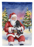 Black Pug with Santa Claus Garden Flag Mailbox Decorative Yard Banner Outside Patio Artwork for Flower Beds, Garden Size, Multicolor