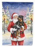 Rottweiler with Santa Claus Garden Flag Mailbox Decorative Yard Banner Outside Patio Artwork for Flower Beds, Garden Size, Multicolor